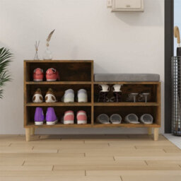 Berkfield Shoe Cabinet Smoked Oak 102X36X60 Cm Engineered Wood - thumbnail 3