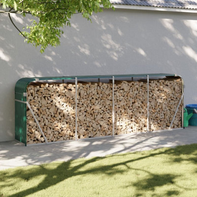 Walplus Log Holder Green 300X45X100 Cm Galvanised Steel - image 1