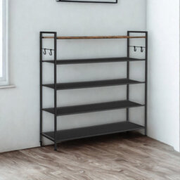 FURNOLD 5 Tier Industrial Shoe Rack Hallway Storage Organiser - thumbnail 2
