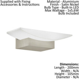Satin Nickel Wall Light With Led Bulb - Adjustable Height & Warm White Glow - thumbnail 2