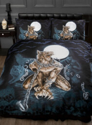 Alchemy England Single Bed Loups Garou Duvet Cover Set, Gothic Wolves Werewolf Alternative Bedding, Grey Black Blue - thumbnail 2