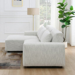 Zyllah Beige Fabric Corner Sofa With Chaise Ivory Natural Tones, Pocket Coil Cushions, Sinuous Spring Support, Reversible Cushions - thumbnail 5