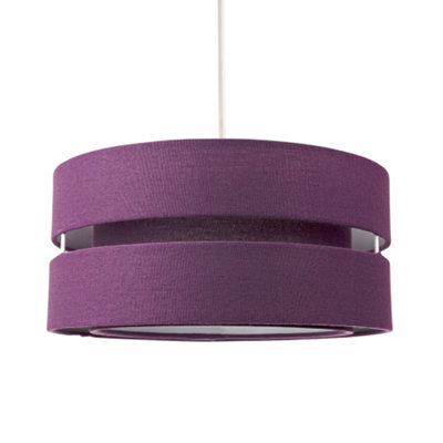 Happy Homewares Contemporary Quality Purple Linen Fabric Triple Tier Ceiling Pendant Light Shade - image 1