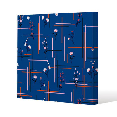 Andrew Lee Flowers With Check Grid For Fashion (Canvas Print) / 101 X 101 X 4Cm - image 1