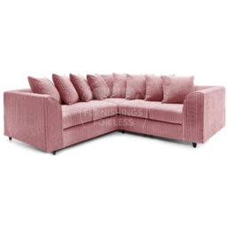 Furnishings For Less UK Ferguson Pink 5 Seater Fabric Corner Sofa L Shaped Jumbo Cord - Scatter Back - thumbnail 1