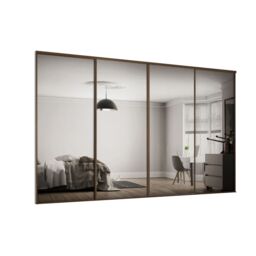 Spacepro Classic 1 Panel Mirrored Carini Walnut Effect Framed Sliding Wardrobe Door Set Of 4 (H)2220mm (W)3586mm - thumbnail 2