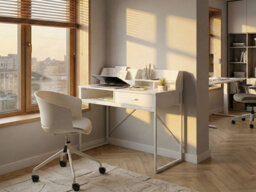 Beliani Home Office Desk Zyra White 110 Cm 50 Cm - thumbnail 2