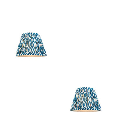 Loops Set Of 2 Elegant Handcrafted Marlin Blue Tapered Lamp Shades For Stylish Home Decor - image 1