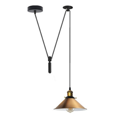 Retro Industrial Pendant Light Single Flame Spider Lamp In Yellow Brass, Adjustable 195Cm Cord, E27 Socket - image 1