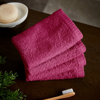 Catherine Lansfield Quick Dry Plain 30X30 Cm Face Cloth 4 Pack Hot Pink - image 1