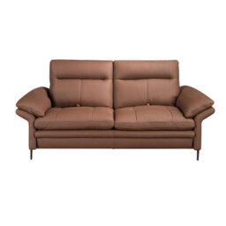 Angel Cerda Brown Leather 2-Seater Sofa And Dark Chromed Stainless Steel Legs - thumbnail 2