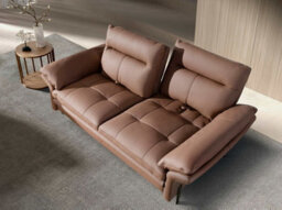 Angel Cerda Brown Leather 2-Seater Sofa And Dark Chromed Stainless Steel Legs - thumbnail 6