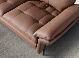 Angel Cerda Brown Leather 2-Seater Sofa And Dark Chromed Stainless Steel Legs - thumbnail 5