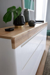 Impact Furniture Sideboard Cabinet Large 3 Drawers Unit Modern White Gloss Oak Effect Soft Close Storage Holten - thumbnail 6