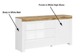 Impact Furniture Sideboard Cabinet Large 3 Drawers Unit Modern White Gloss Oak Effect Soft Close Storage Holten - thumbnail 7