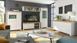 Impact Furniture Sideboard Cabinet Large 3 Drawers Unit Modern White Gloss Oak Effect Soft Close Storage Holten - thumbnail 9