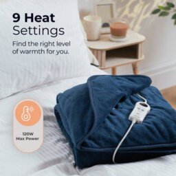 Abode Electric Blanket Blue Heated Throw Microfleece With 9 Heat Settings Aht1001Blu - thumbnail 3