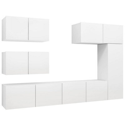 Berkfield Modern 6 Piece Tv Cabinet Set White Engineered Wood - image 1