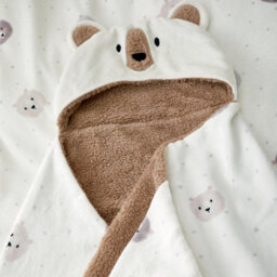 Catherine Lansfield Cosy Bear So Soft Fleece Hooded Blanket Natural - thumbnail 1