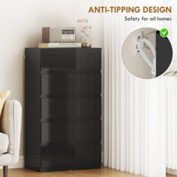 Homcom Bedroom Chest Of Drawers, 5 Drawers Dresser, Drawer Unit, Black - thumbnail 6