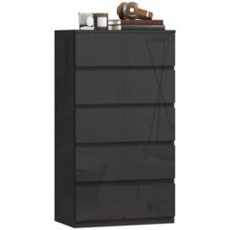 Homcom Bedroom Chest Of Drawers, 5 Drawers Dresser, Drawer Unit, Black - thumbnail 2