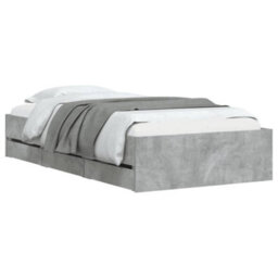 Berkfield Bed Frame With Drawers Without Mattress Concrete Grey 90X200 Cm - thumbnail 3