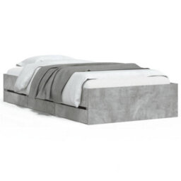 Berkfield Bed Frame With Drawers Without Mattress Concrete Grey 90X200 Cm - thumbnail 2