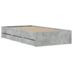 Berkfield Bed Frame With Drawers Without Mattress Concrete Grey 90X200 Cm - thumbnail 8