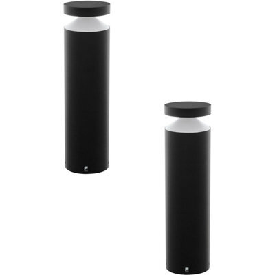 Set Of 2 Ip44 Outdoor Black Led Pedestal Lights - Modern Cast Aluminium Design - image 1