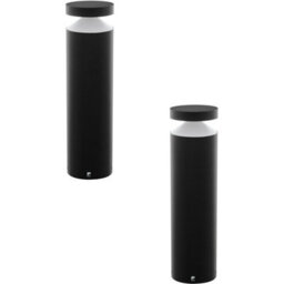 Set Of 2 Ip44 Outdoor Black Led Pedestal Lights - Modern Cast Aluminium Design - thumbnail 1