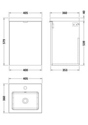 Hudson Reed Fusion Wall Hung 1 Door Vanity Unit & Polymarble Basin, Sink Vanity Unit, Charcoal Black, 400mm - thumbnail 6