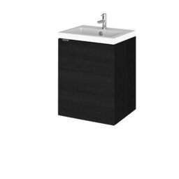 Hudson Reed Fusion Wall Hung 1 Door Vanity Unit & Polymarble Basin, Sink Vanity Unit, Charcoal Black, 400mm - thumbnail 1