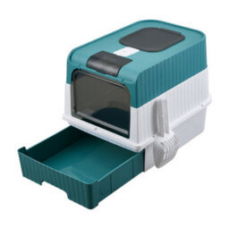 Thehotsale Green & White Large Fully Enclosed Cat Litter Box With Uv Sterilization And Scoop - thumbnail 5