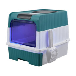 Thehotsale Green & White Large Fully Enclosed Cat Litter Box With Uv Sterilization And Scoop - thumbnail 4