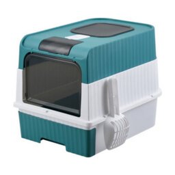 Thehotsale Green & White Large Fully Enclosed Cat Litter Box With Uv Sterilization And Scoop - thumbnail 3