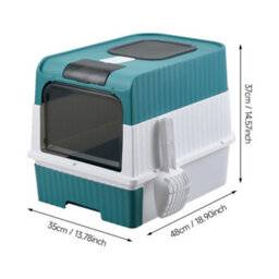 Thehotsale Green & White Large Fully Enclosed Cat Litter Box With Uv Sterilization And Scoop - thumbnail 8