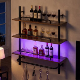 Gainoom Floating Shelves For Wall 3-Tier Industrial Pipe Shelving With Led Light - thumbnail 4