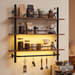 Gainoom Floating Shelves For Wall 3-Tier Industrial Pipe Shelving With Led Light - thumbnail 3