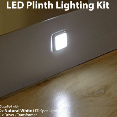 Square Led Plinth Light Kit With Natural White Spotlights For Kitchen And Bathroom - image 1