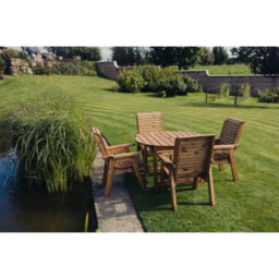 Churnet Valley Garden Furniture Ltd Valley 4 Seater Round 4Xc - Timber - L220 X W220 X H95 Cm - Minimal Assembly Required - Set Of Waterproof Cushions Included - thumbnail 2