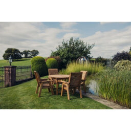Churnet Valley Garden Furniture Ltd Valley 4 Seater Round 4Xc - Timber - L220 X W220 X H95 Cm - Minimal Assembly Required - Set Of Waterproof Cushions Included - thumbnail 7