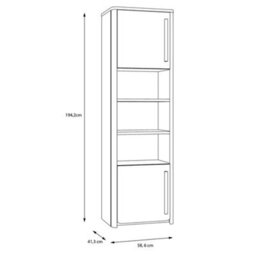 FWSTYLE Tall Display Cabinet Matt Grey Oak Finish 2 Door Modern Design - thumbnail 4