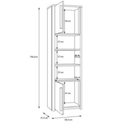 FWSTYLE Tall Display Cabinet Matt Grey Oak Finish 2 Door Modern Design - thumbnail 5
