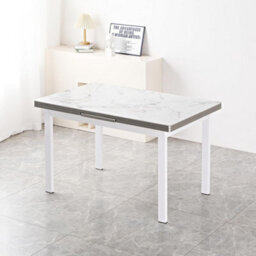 Furnizone UK Jade 4-Seater Ceramic White Marble Effect Extending Dining Table - thumbnail 2