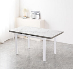 Furnizone UK Jade 4-Seater Ceramic White Marble Effect Extending Dining Table - thumbnail 1