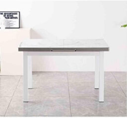 Furnizone UK Jade 4-Seater Ceramic White Marble Effect Extending Dining Table - thumbnail 4
