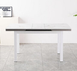 Furnizone UK Jade 4-Seater Ceramic White Marble Effect Extending Dining Table - thumbnail 3