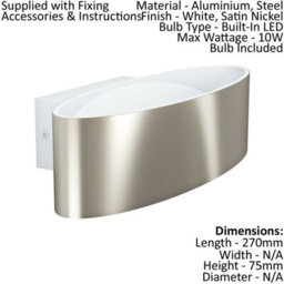 Satin Nickel Wall Light With Led Bulb - Modern Design For Home Decor - thumbnail 2