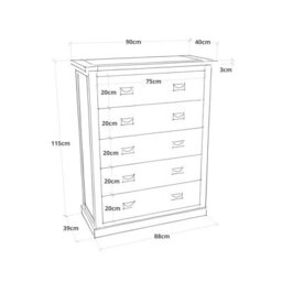 Cabinet Bits Cosenza 5 Drawer Chest Of Drawers Bras Drop Handle - thumbnail 2
