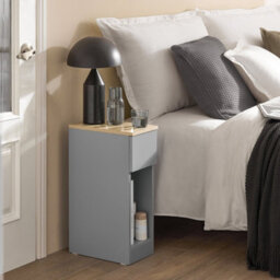 Sobuy Fbt111-Hgx2, Set Of 2 Slim Bedside Table Bedside Cabinet Narrow Side Table Nightstand With Drawer And Shelf, Grey - thumbnail 2